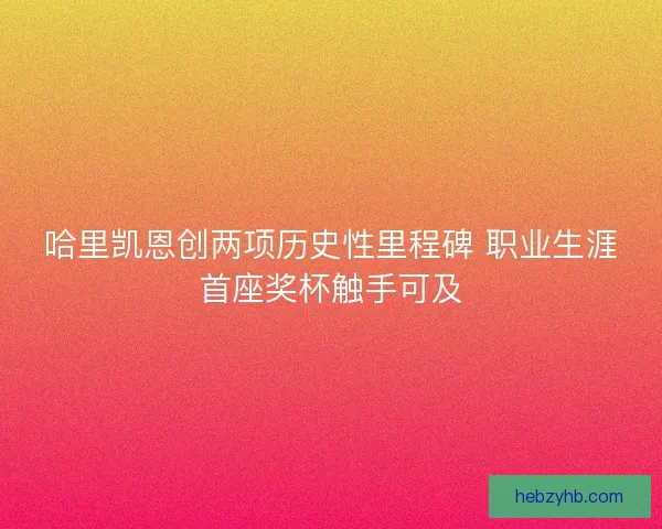 哈里凯恩创两项历史性里程碑 职业生涯首座奖杯触手可及